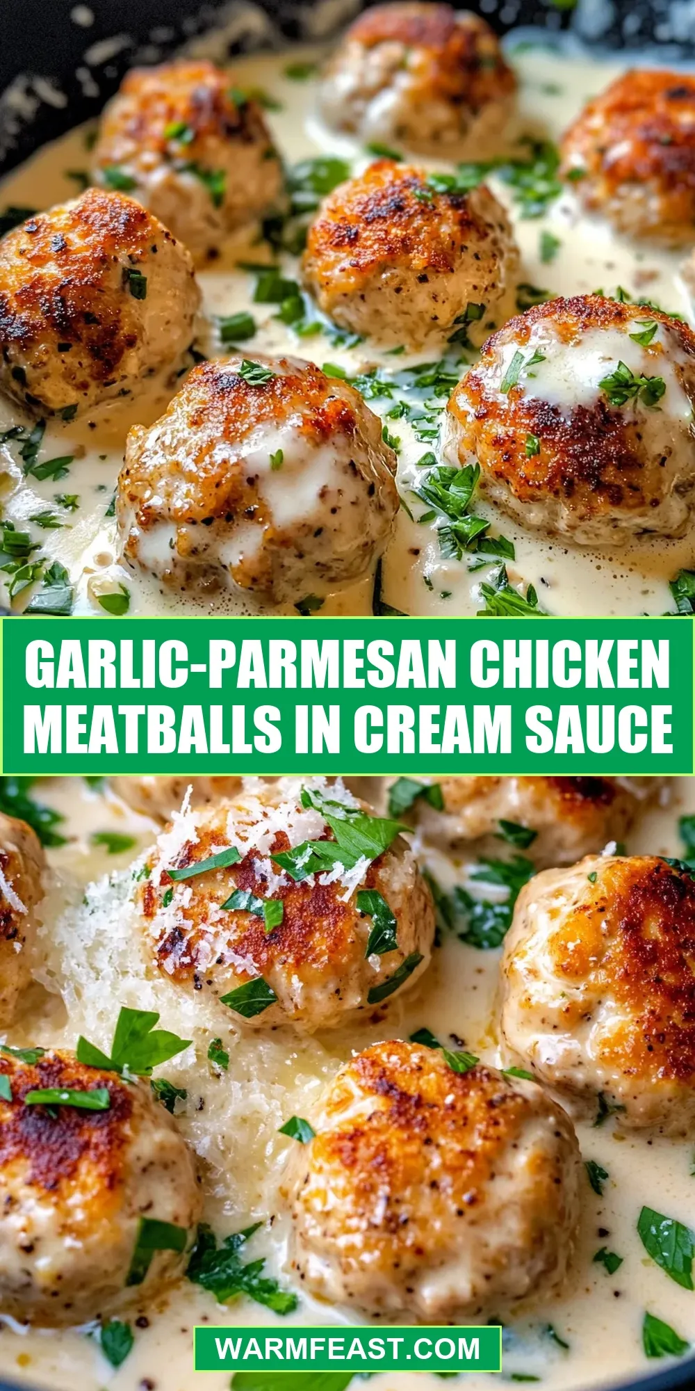 Garlic-Parmesan Chicken Meatballs In Cream Sauce (Creamy & Delicious)