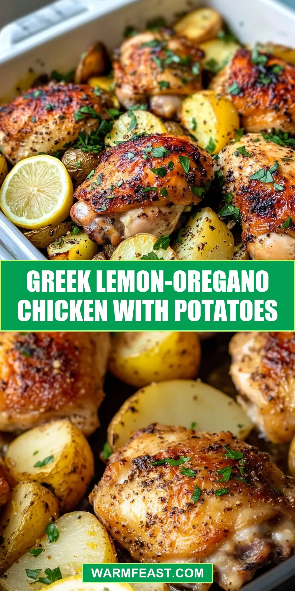 Greek Lemon-Oregano Chicken With Potatoes Recipe