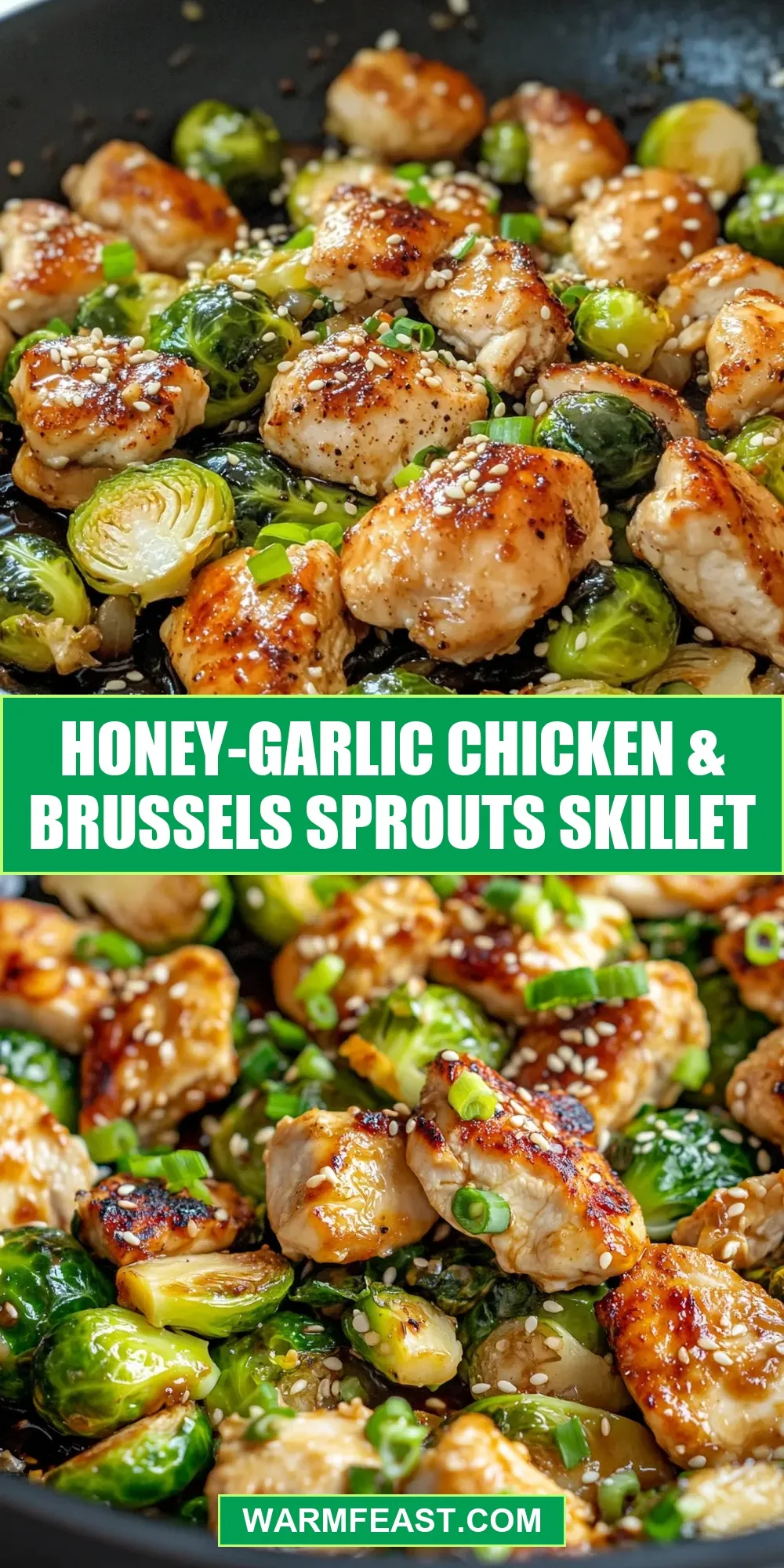 Easy Honey-Garlic Chicken & Brussels Sprouts Skillet Recipe