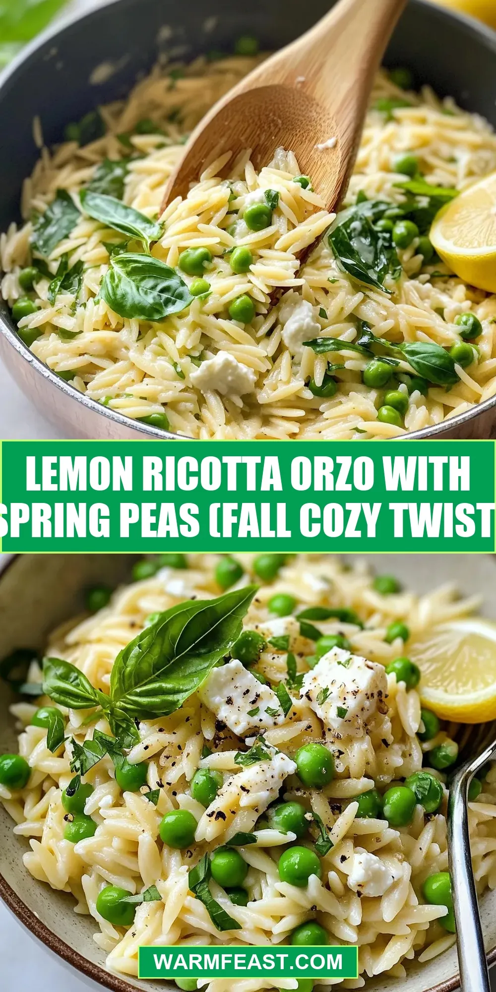 Lemon Ricotta Orzo With Spring Peas (Fall Cozy Twist) (Amazing & Delicious)