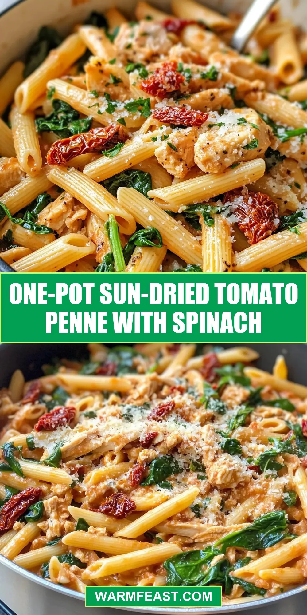 Easy One-Pot Sun-Dried Tomato Penne With Spinach Recipe