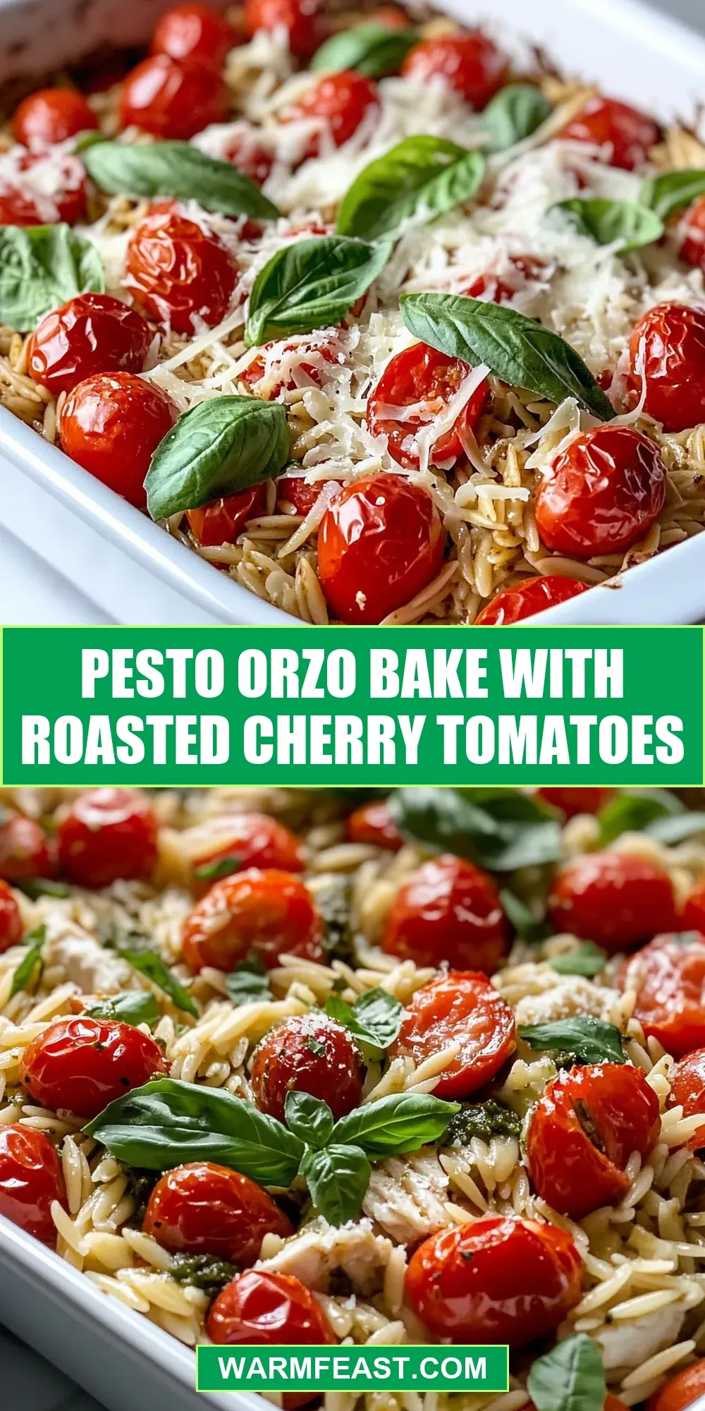 Fresh Pesto Orzo Bake With Roasted Cherry Tomatoes