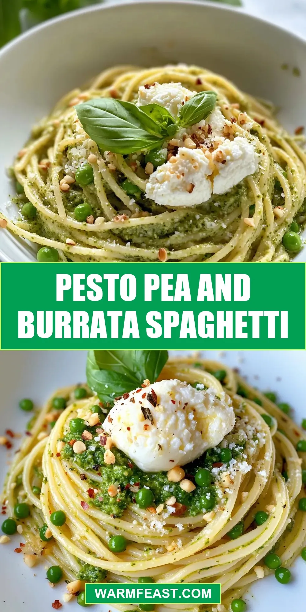 Easy Pesto Pea And Burrata Spaghetti Recipe