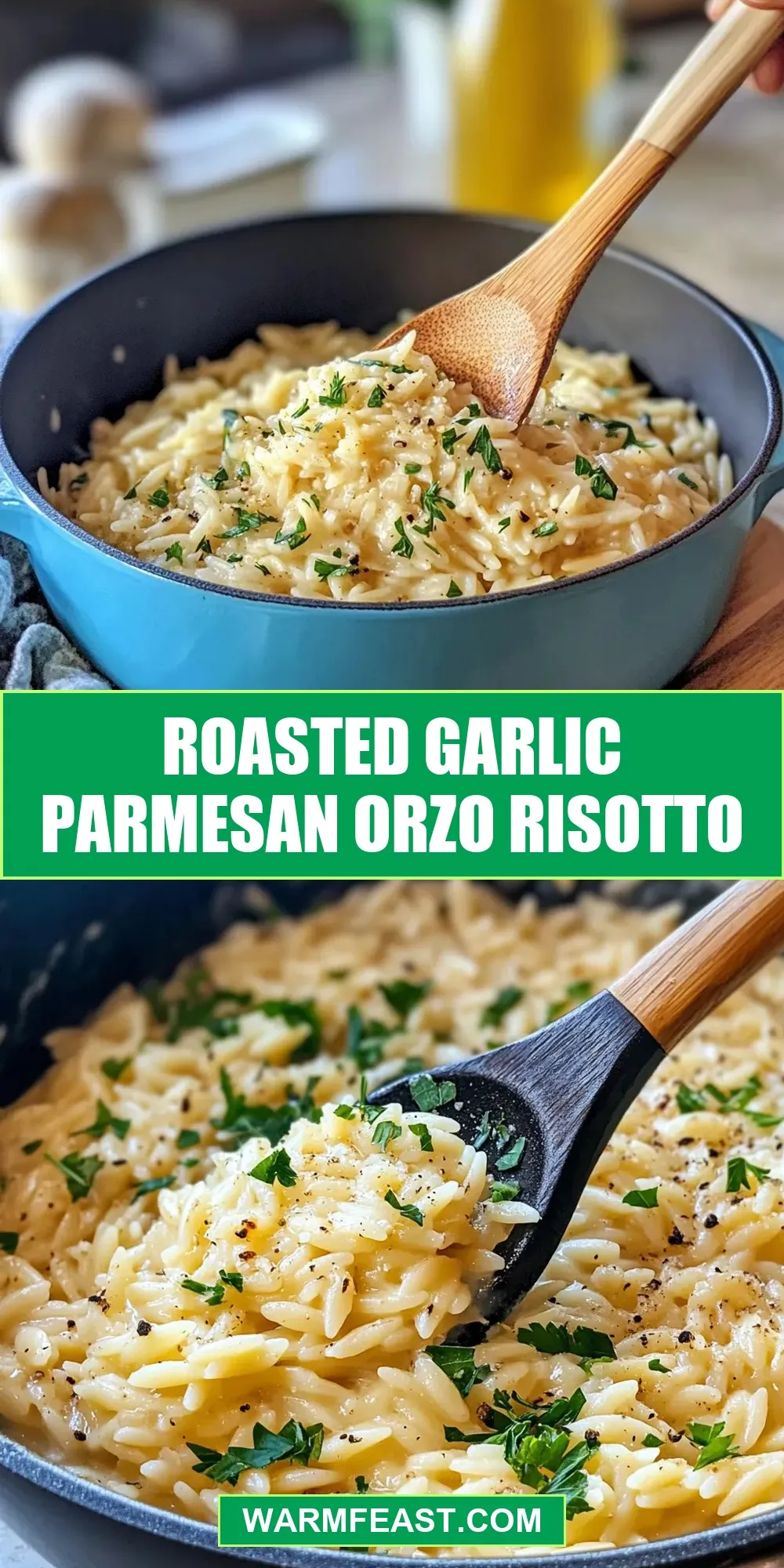 Creamy Roasted Garlic Parmesan Orzo Risotto