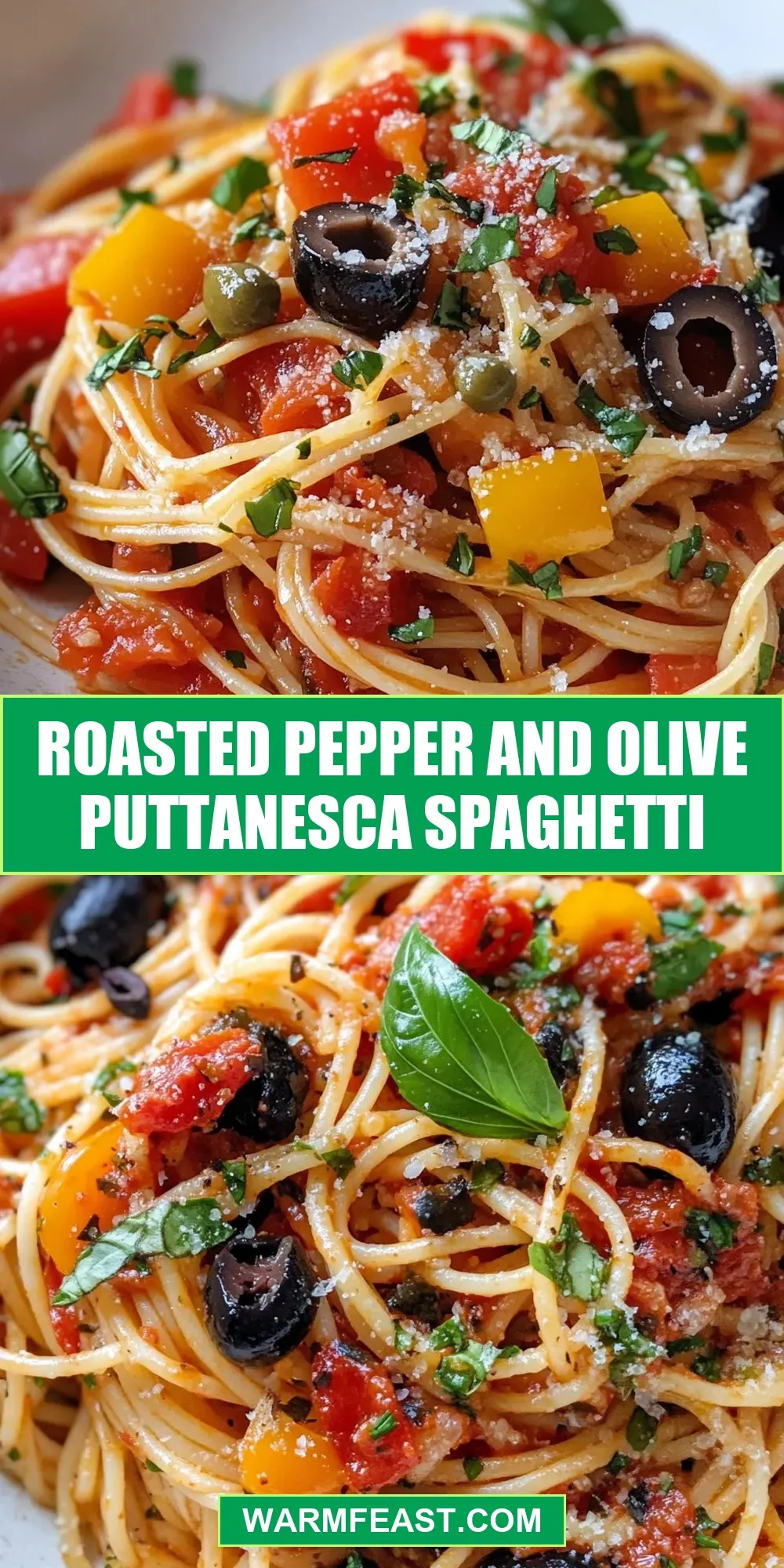 Roasted Pepper And Olive Puttanesca Spaghetti (Irresistible & Delicious)