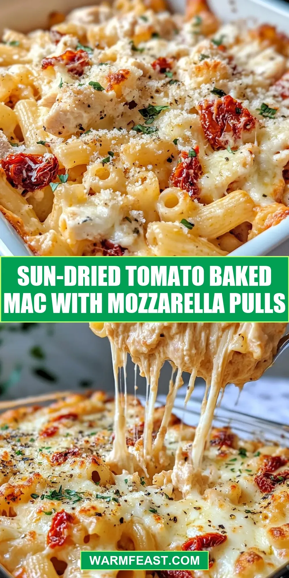 Sun-Dried Tomato Baked Mac With Mozzarella Pulls (Amazing & Delicious)