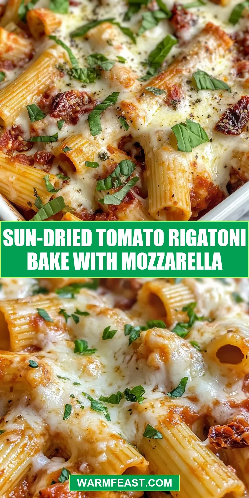 Quick Sun-Dried Tomato Rigatoni Bake With Mozzarella