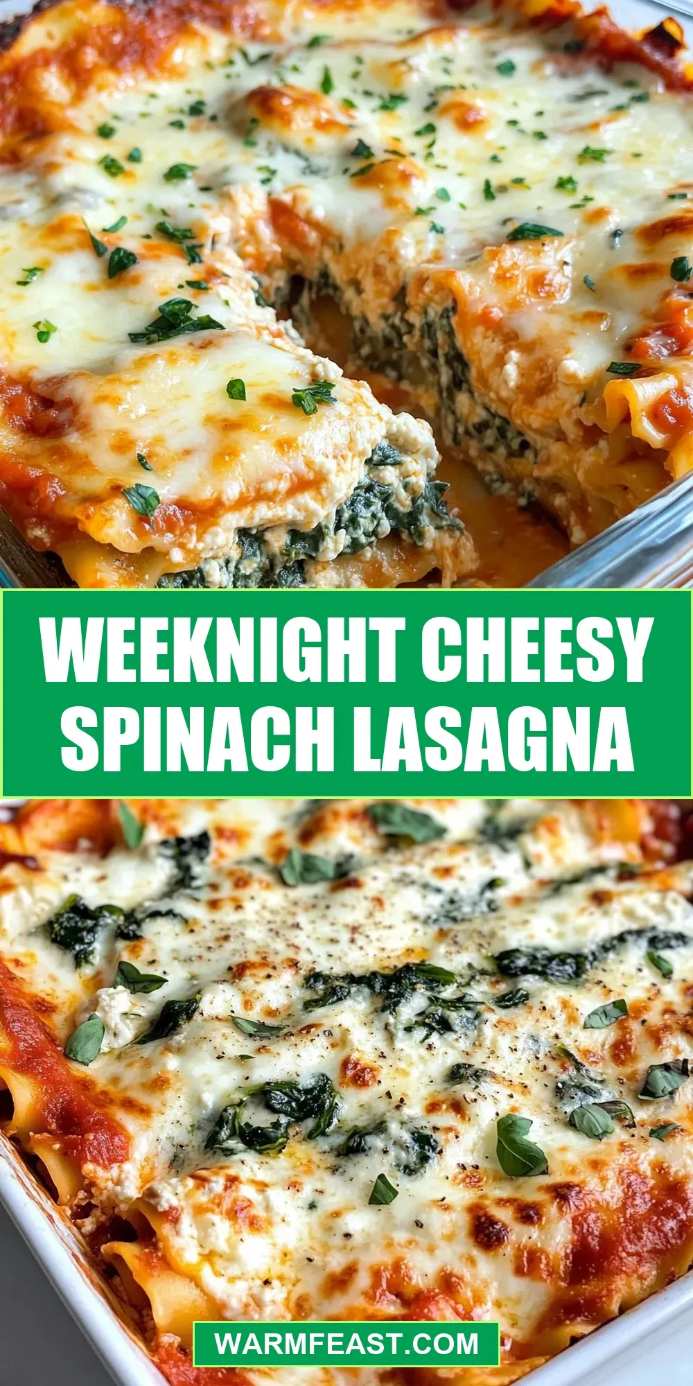 Easy Weeknight Cheesy Spinach Lasagna Recipe