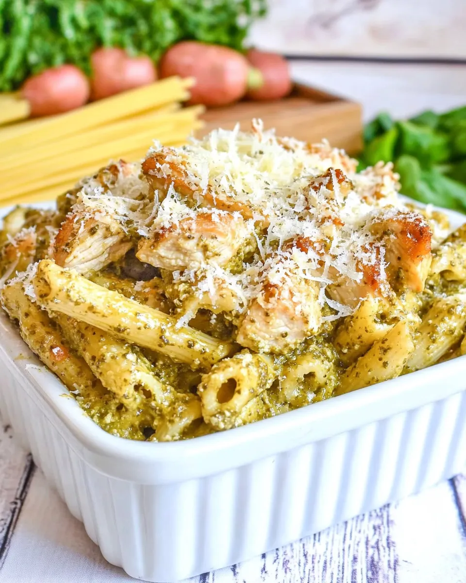 Easy Cheesy Chicken Pesto Pasta recipe photo