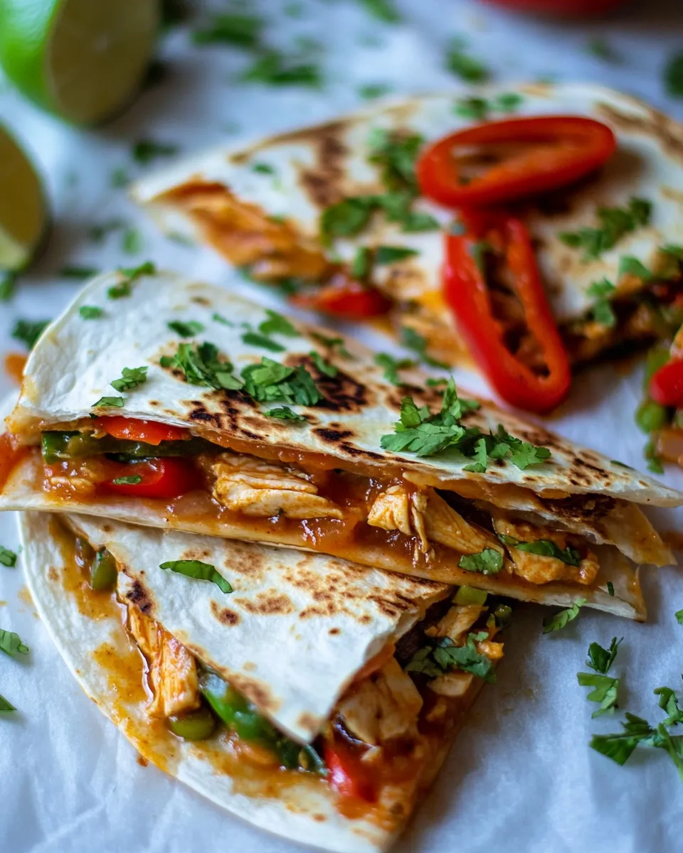 Delicious Chicken Fajita Quesadilla food shot