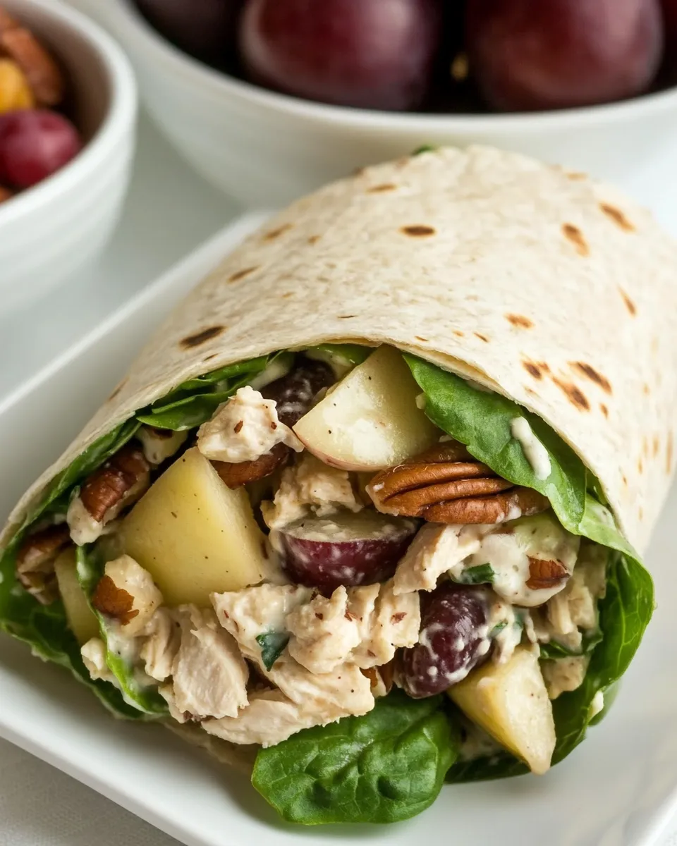 Homemade Chicken Salad Wrap with Apples, Grapes, and Spicy Pecans photo