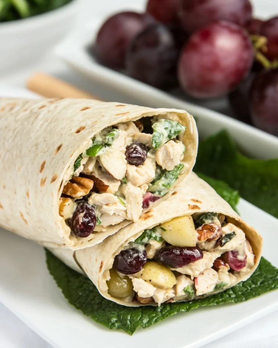Classic Chicken Salad Wrap with Apples, Grapes, and Spicy Pecans image