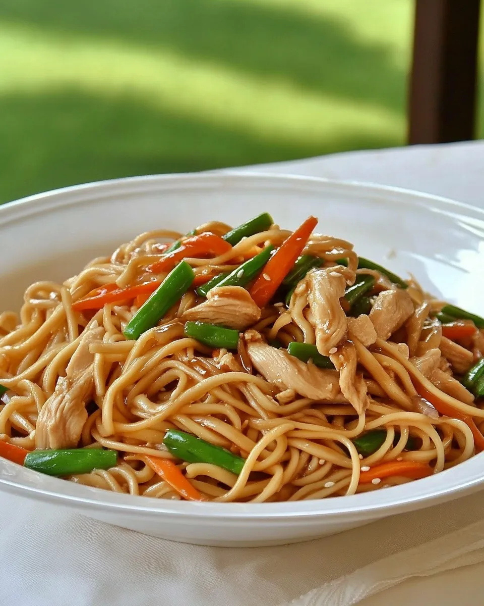 Delicious Chicken Teriyaki Noodles shot