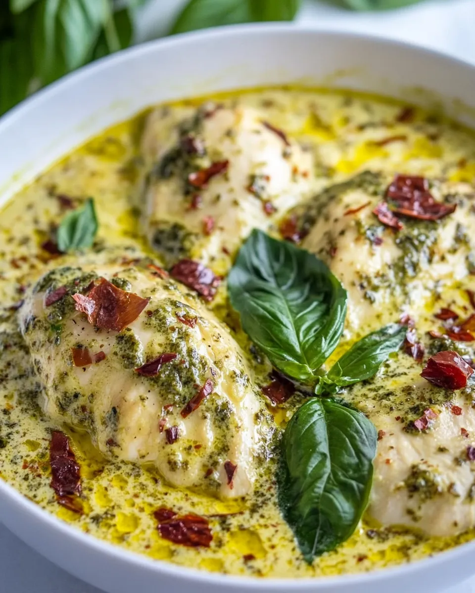 Tasty Creamy Pesto Chicken (Dairy-Free, Paleo, Keto) food shot