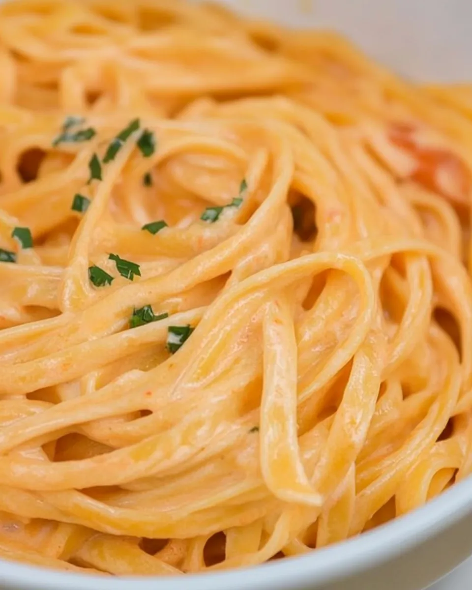 Homemade Creamy Red Pepper Alfredo Pasta recipe photo