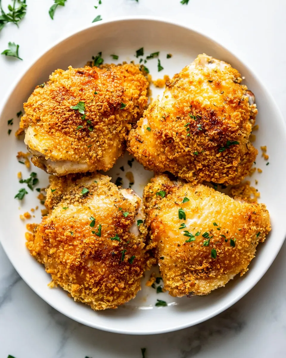 Delicious Crispy Baked Chicken Thighs food shot