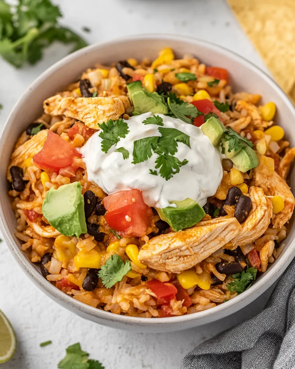 Delicious Easy One-Pan Chicken Burrito Bowls image