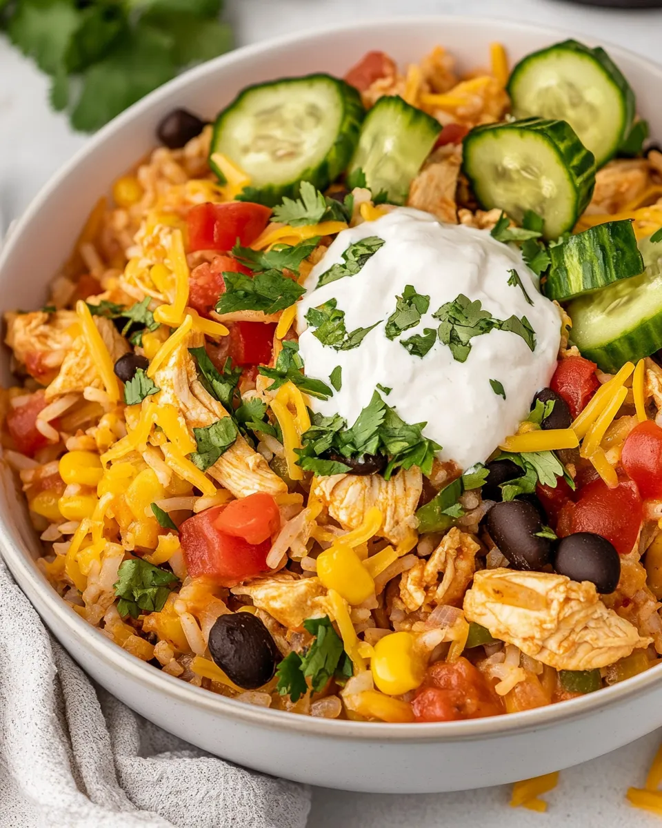 Quick Easy One-Pan Chicken Burrito Bowls food shot