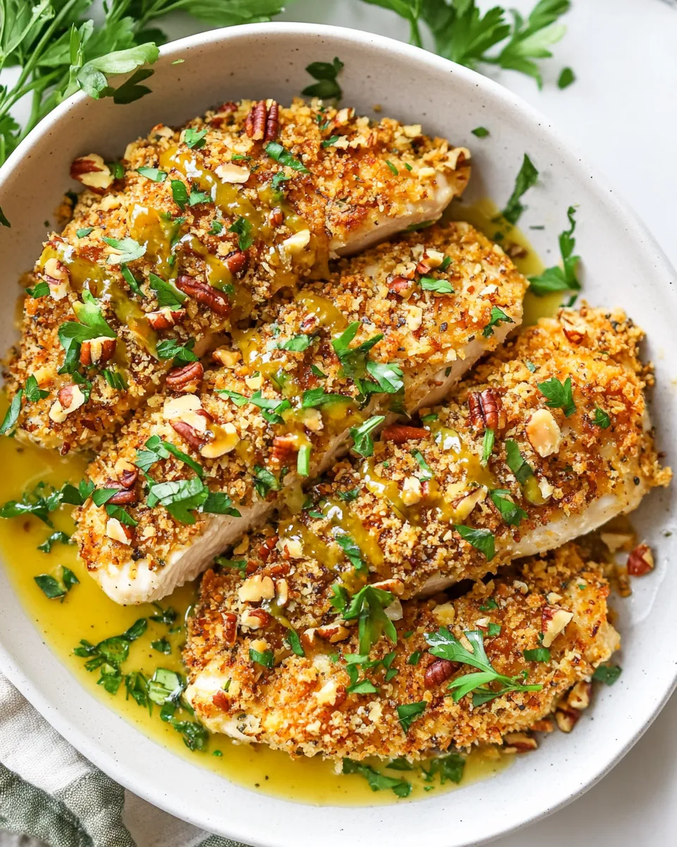 Delicious Honey Mustard Pecan-Crusted Chicken shot