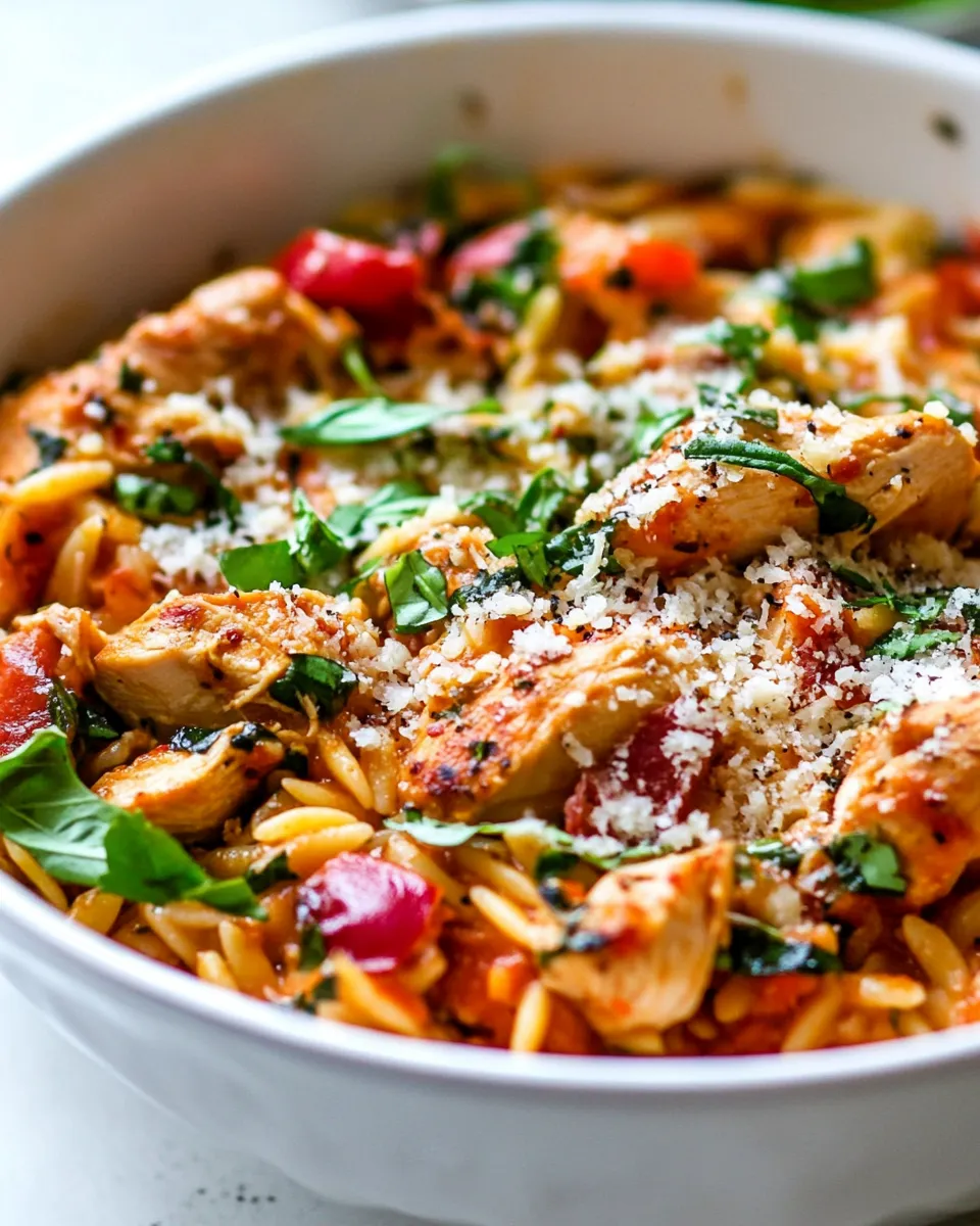 Savory Italian Chicken Orzo (One pot!) dish photo