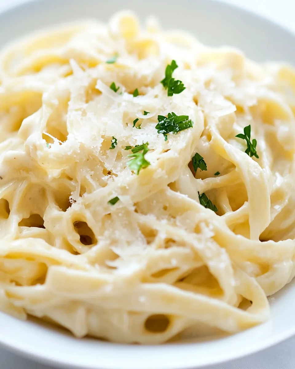 Delicious Light Fettuccine Alfredo shot