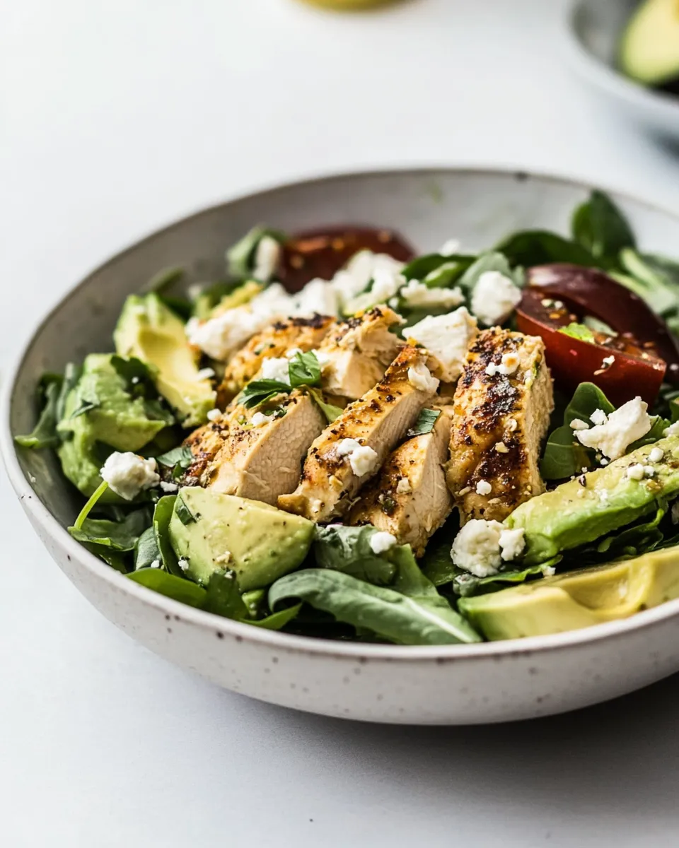 Perfect Mediterranean Avocado Chicken Salad. shot
