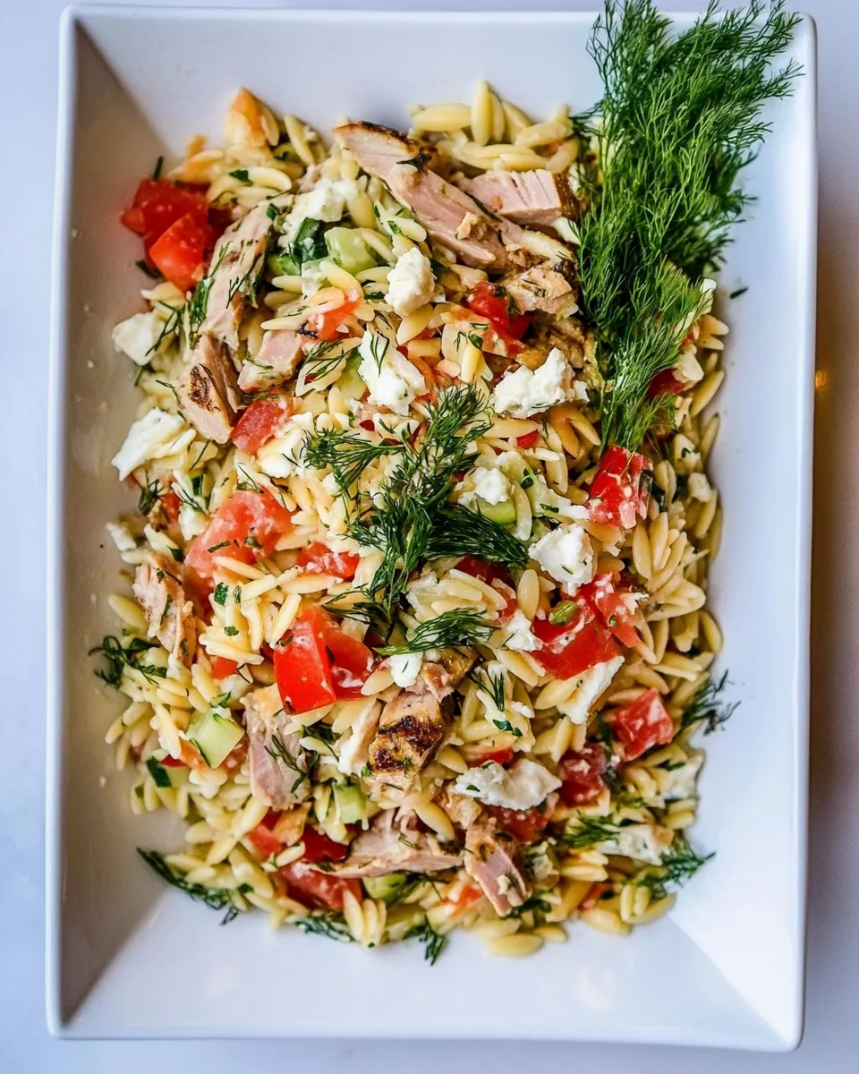 Healthy Mediterranean Tuna Orzo Salad recipe photo