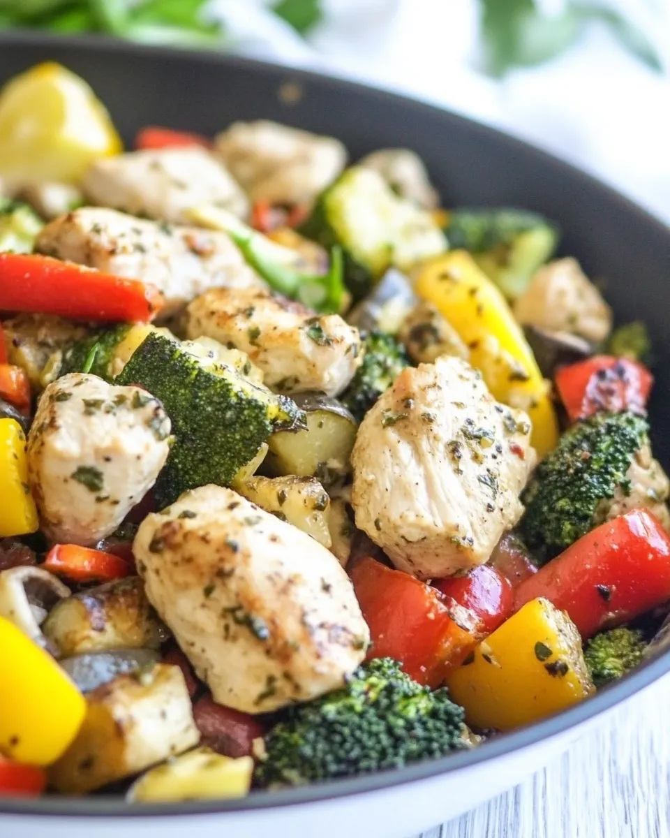 Healthy One Pan Italian Chicken and Veggie Skillet shot