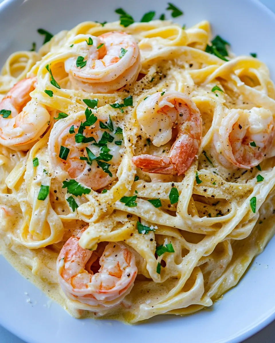 Delicious Shrimp Fettuccine Alfredo shot