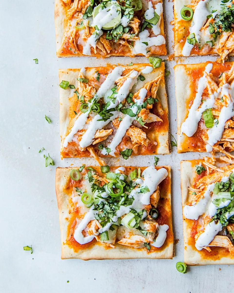 Homemade Skinny Buffalo Chicken Flatbread Pizza photo