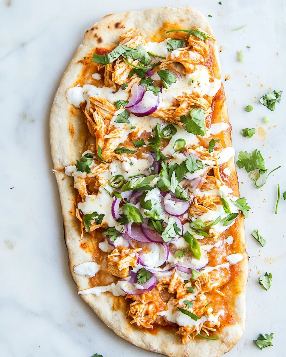 Delicious Skinny Buffalo Chicken Flatbread Pizza image