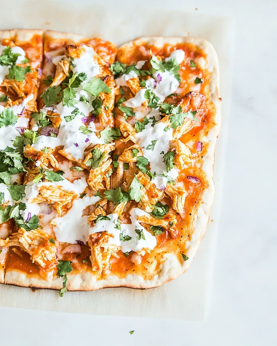 Easy Skinny Buffalo Chicken Flatbread Pizza recipe photo