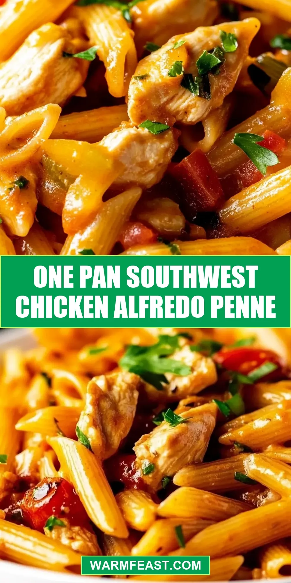 The Best One Pan Southwest Chicken Alfredo Penne Ever