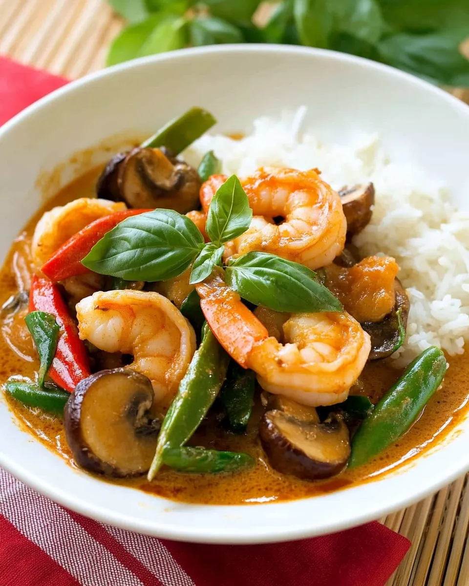 Easy 10-Minute Shrimp and Mushroom Thai Curry photo
