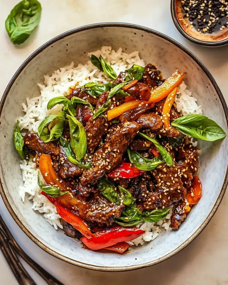 Savory 20 Minute Sesame Basil Beef Stir Fry. picture