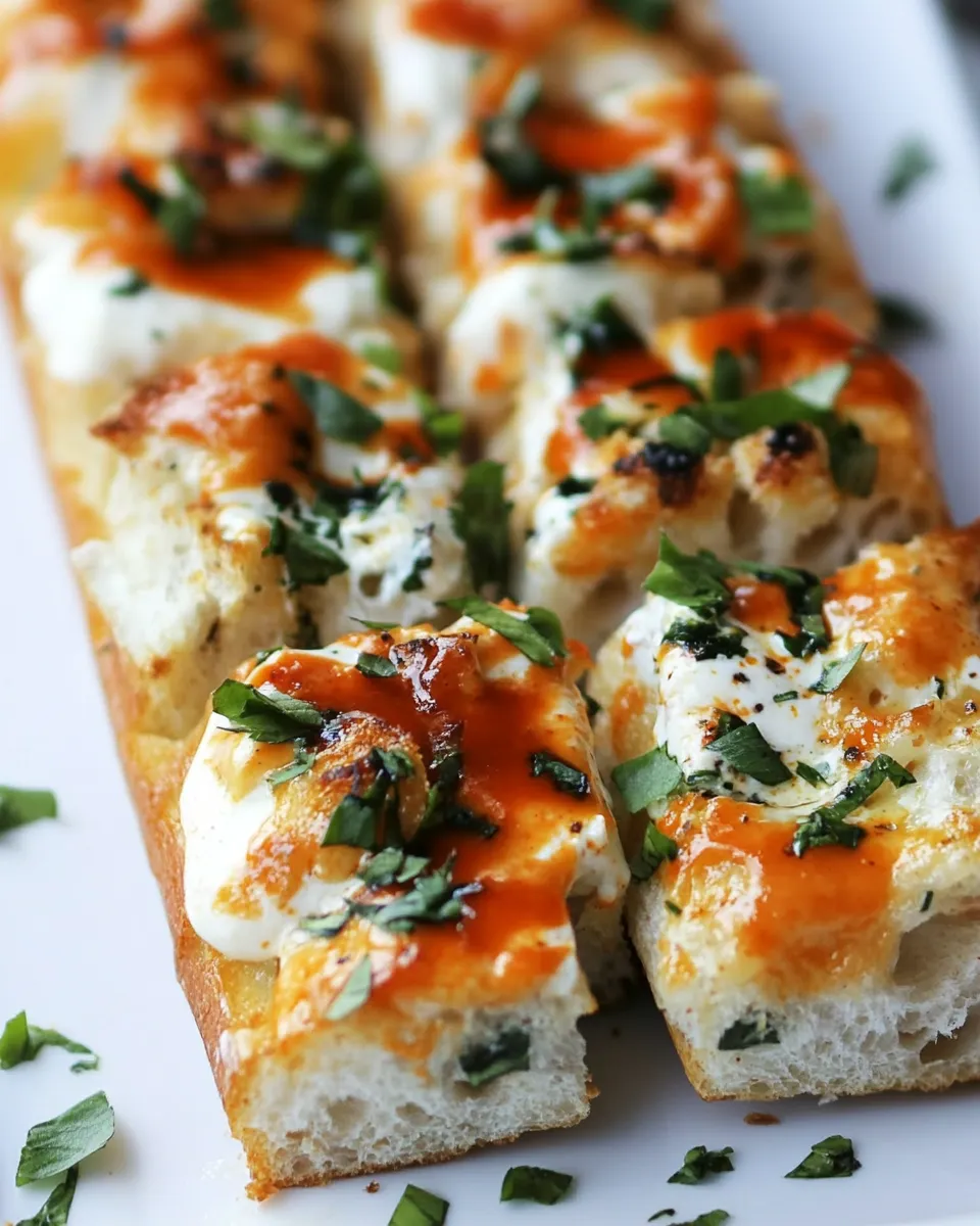 Easy 30-Minute Buffalo Chicken French Breads. shot
