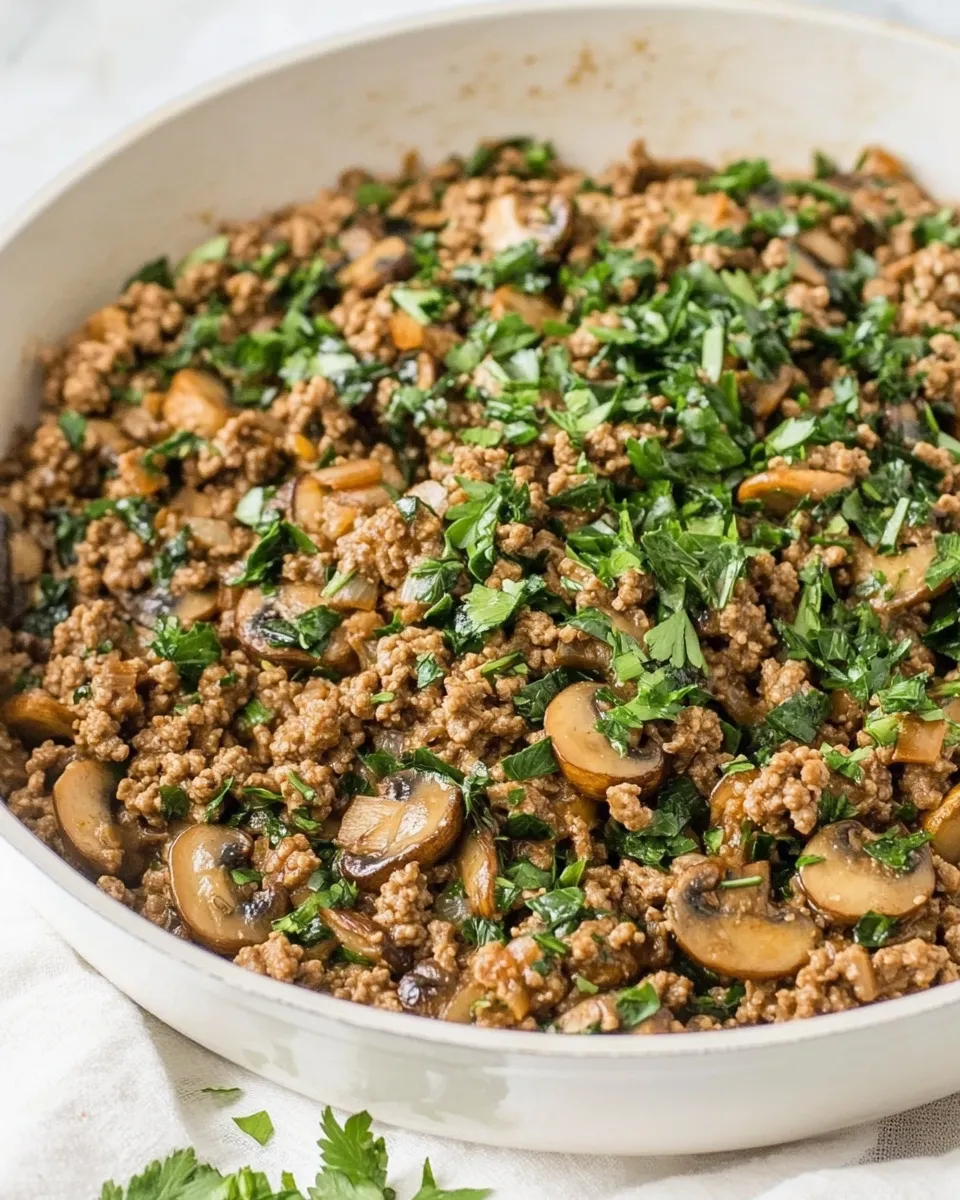 Tasty 30-Minute Ground Beef and Mushroom Skillet shot