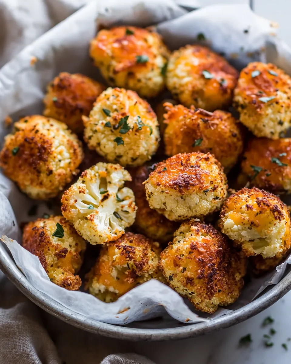 Healthy 3 Ingredient Baked Cheddar Cauliflower Bites image