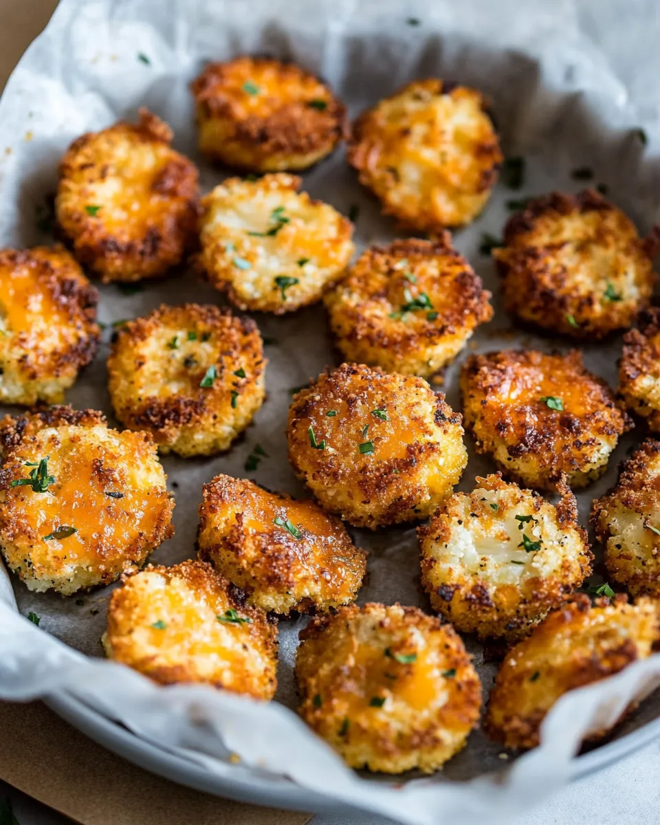 Delicious 3 Ingredient Baked Cheddar Cauliflower Bites recipe photo