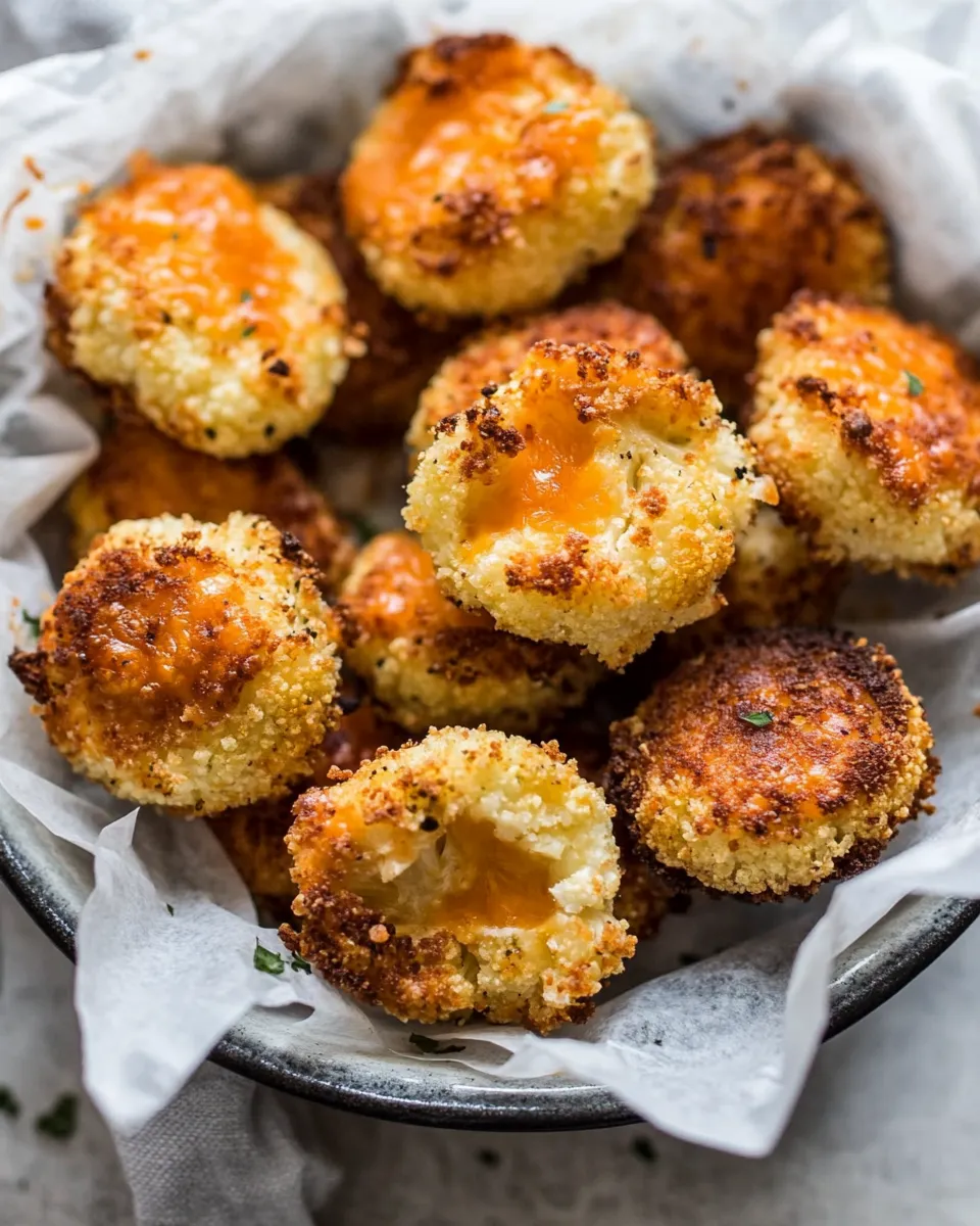 Quick 3 Ingredient Baked Cheddar Cauliflower Bites shot