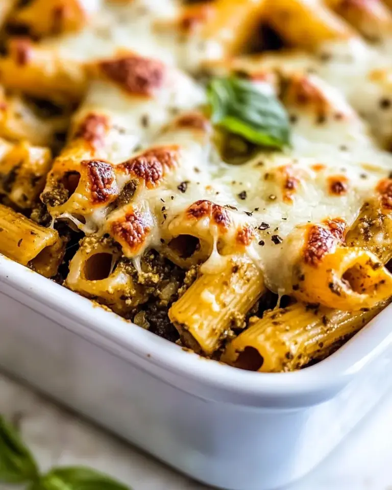 Easy 4 Ingredient Pesto Baked Rigatoni Recipe photo