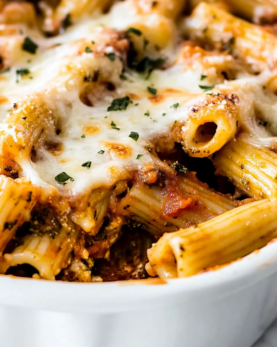 Delicious 4 Ingredient Pesto Baked Rigatoni Recipe image