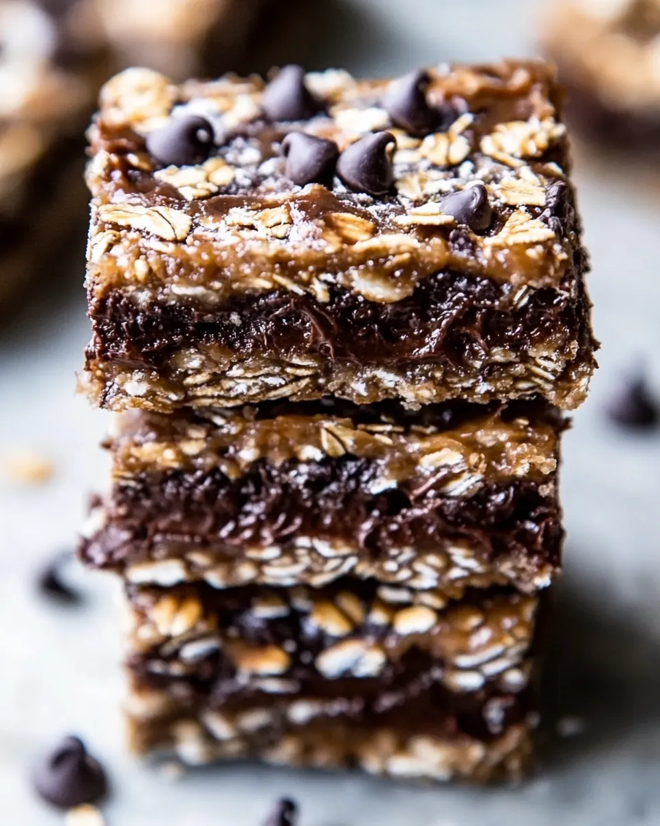 Healthy 7-Layer Dulce De Leche Oatmeal Chocolate Chip Bars. recipe photo