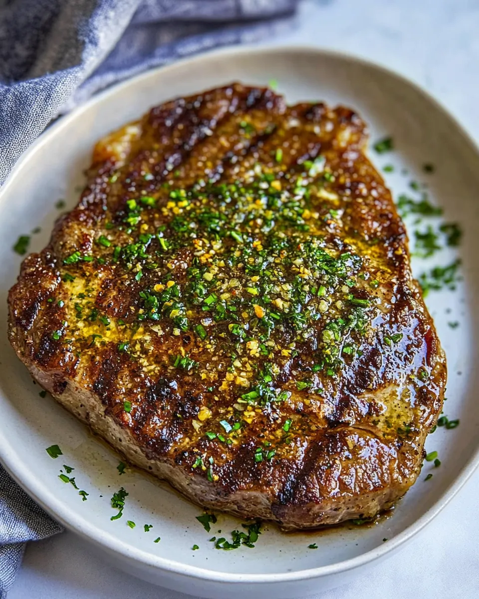 Quick Air Fried Steak with Garlic Butter shot