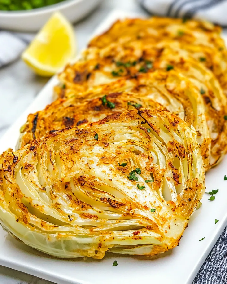 Delicious Air Fryer Cabbage Steaks food shot