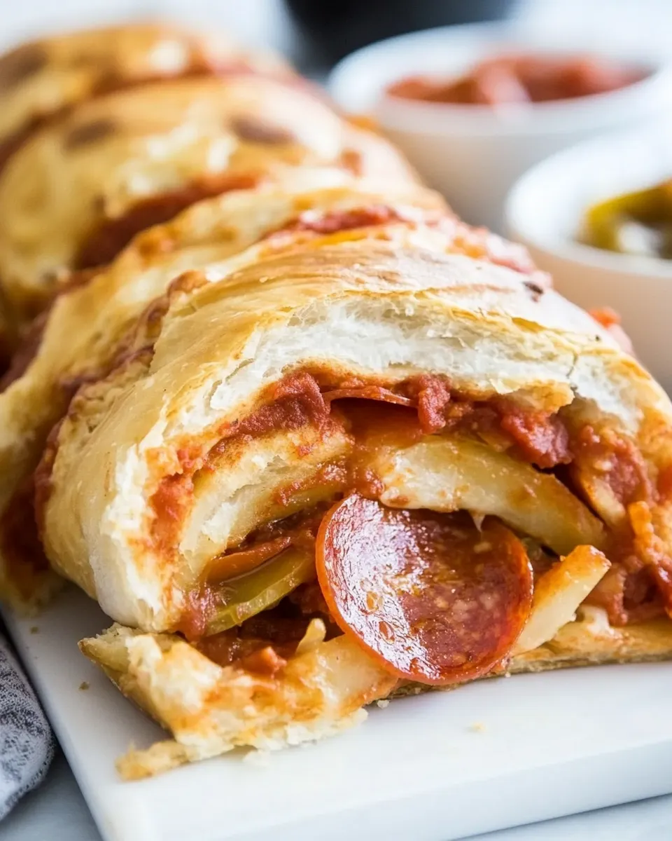 Delicious Air Fryer Pepperoni and Peppers Stromboli shot
