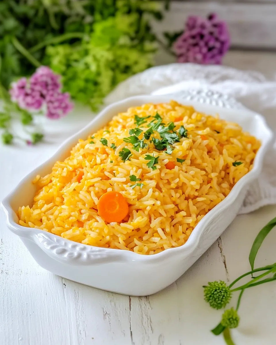 Easy Arroz Amarillo Recipe (Dominican Yellow Rice w. Carrot & Onion) shot