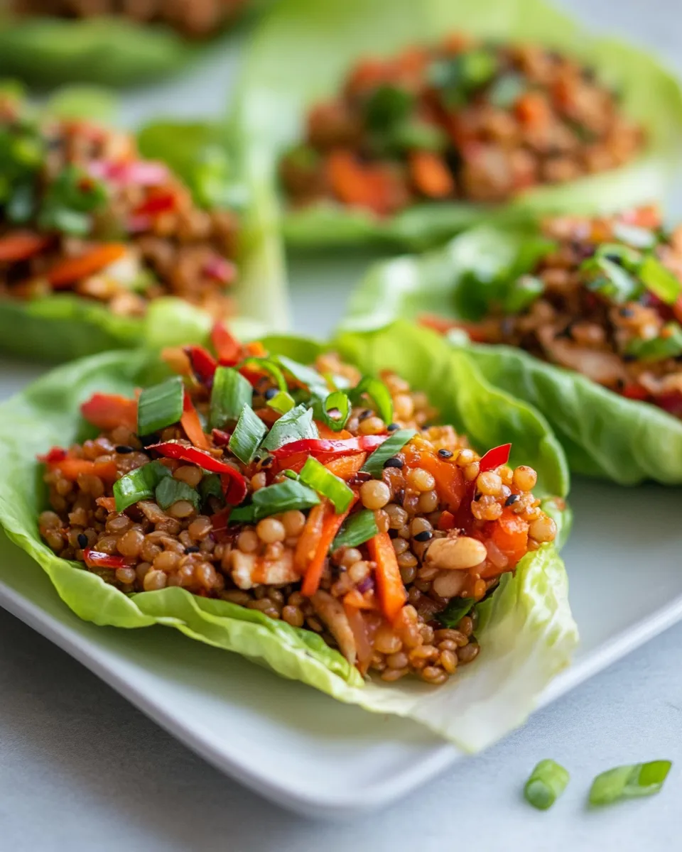 Classic Asian Lentil Lettuce Wraps image