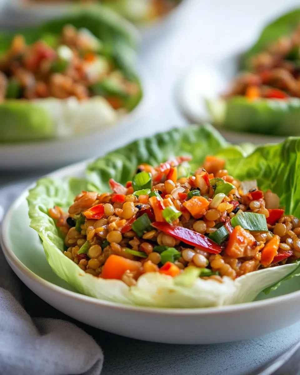 Easy Asian Lentil Lettuce Wraps recipe photo