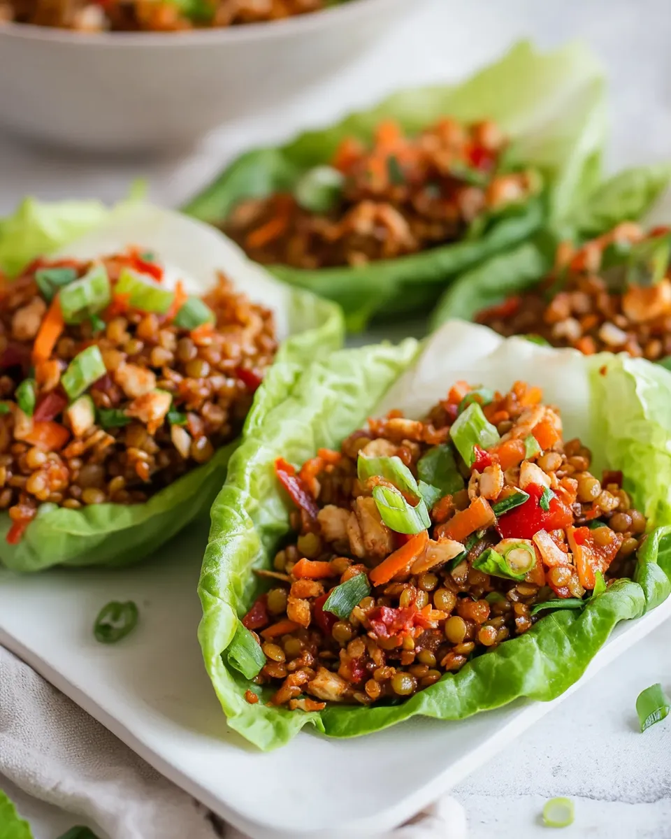 Delicious Asian Lentil Lettuce Wraps shot